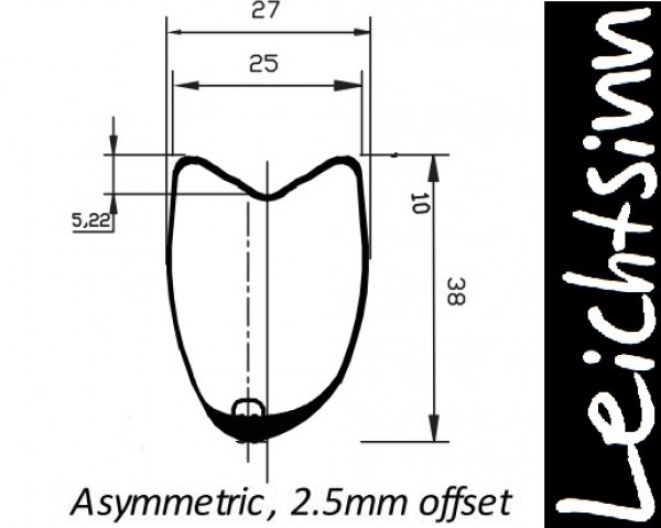Leichtsinn – Disc-Carbonlaufräder – ASYMMETRIC 38 - Tubular - Gen2